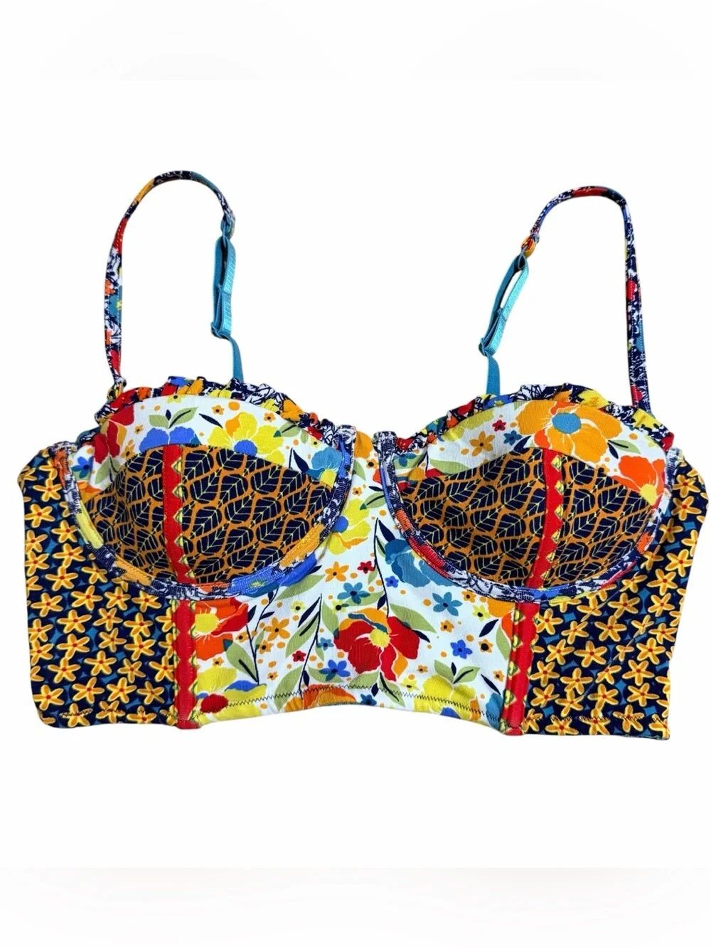 Anthropologie Pinkerton Patchwork Floral Bustier Crop Top NWT 34B Boho